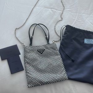 NEW PRADA SATIN HANDBAG WITH CRYSTALS